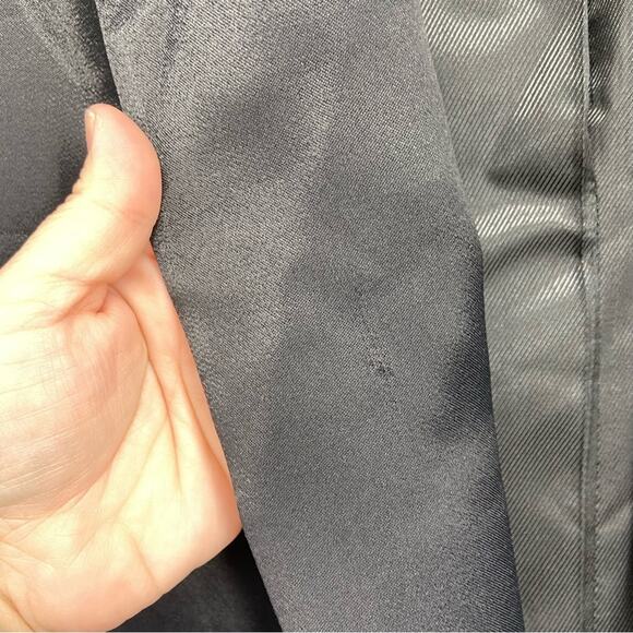 New Zara Black Satin Long Line Blazer With Turn-up Cuffs Size Large - Picture 14 of 16